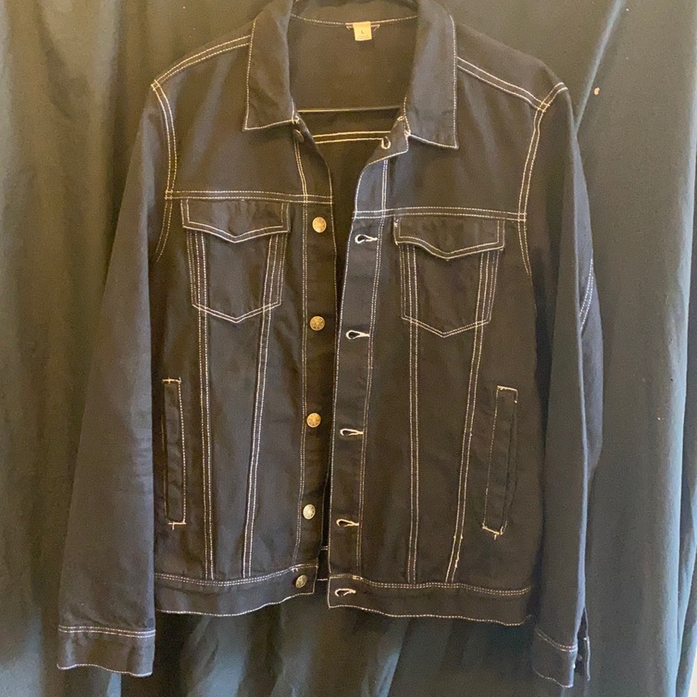 Men’s Contrast Stitch Flap Pocket Denim Jacket L